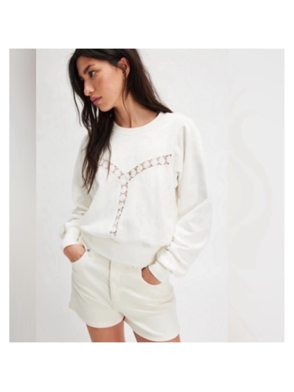 NWT FREE PEOPLE Sweet Nashville Sweatshirt‎ in Ivory NWT $128